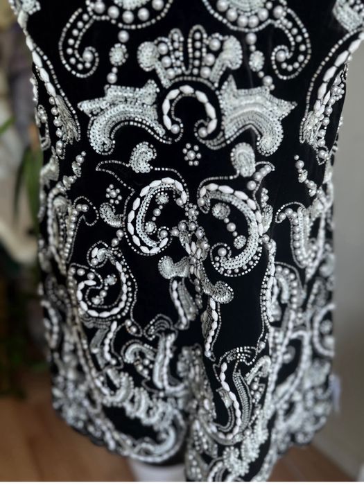 Asos Rochie aksamitna cekinowa sukienka mini 48 4 xl perłami