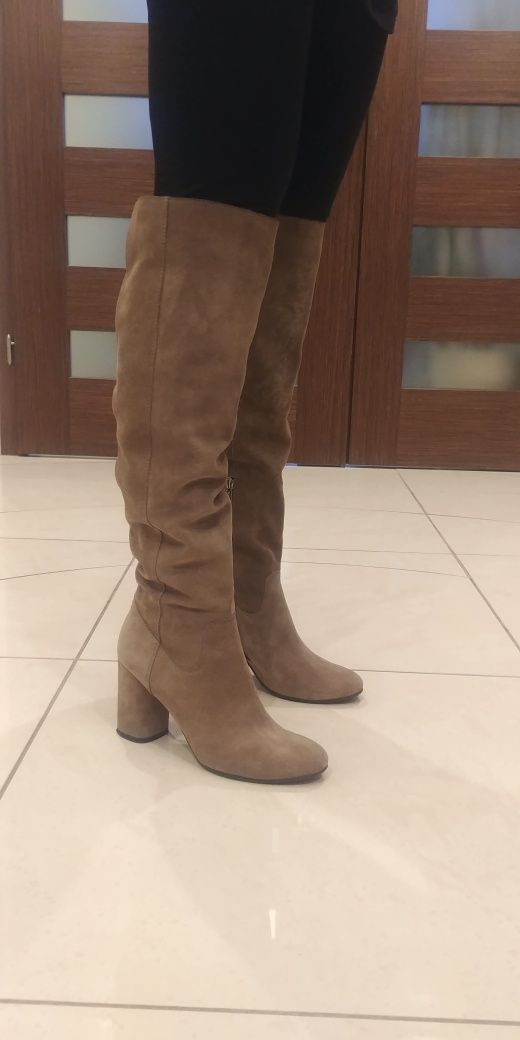 Długie nubukowe kozaki r. 39 Ryłko