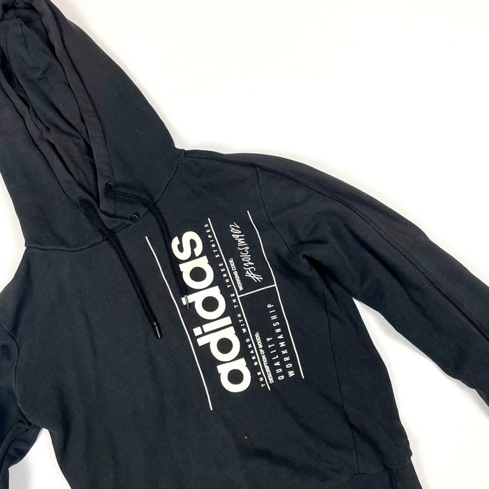 Adidas hoodie czarna bluza z kapturem z nadrukiem 90s y2k streetwear