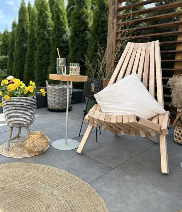 Leżak drewniany krzesło ogrodowe meble do ogrodu solidne styl boho
