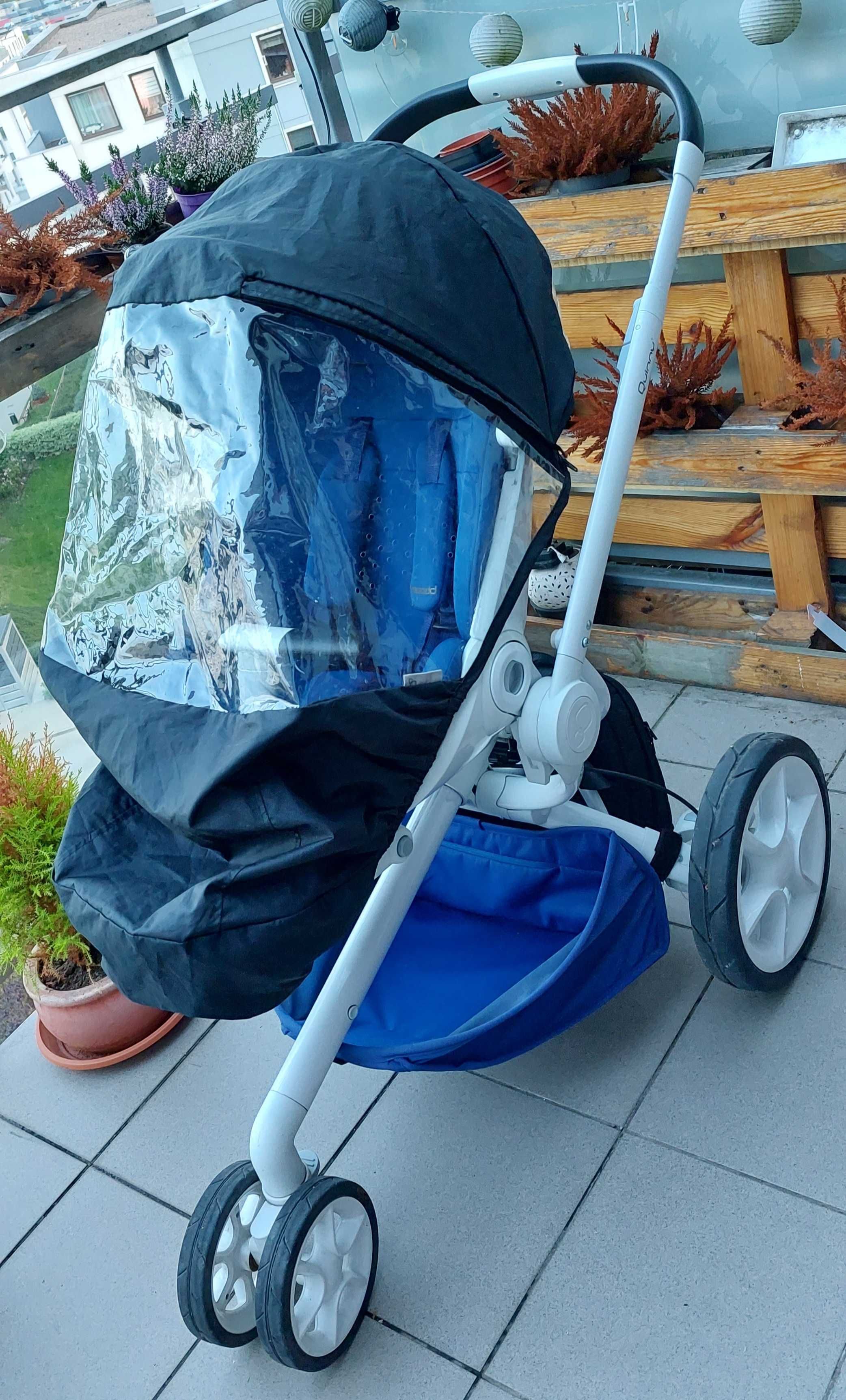 Wózek Quinny Moodd 3 niebieski gondola + spacerówka stan bdb