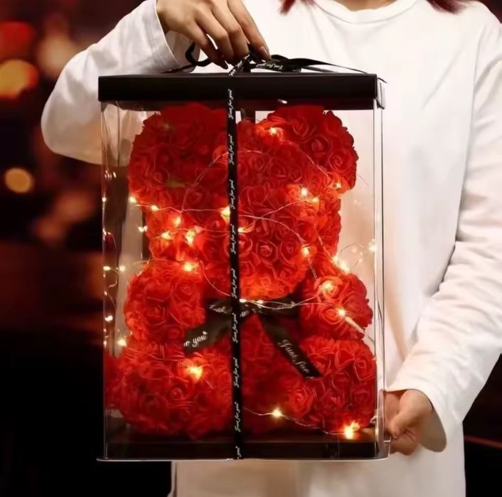 25см штучний плюшевий ведмедик із троянди,романтичний подарунок