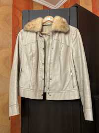 Женская зимняя куртка кожаная с куницей оригинал италия