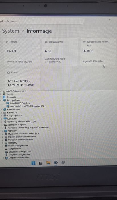 MSI Thin 15 i5 32gb rtx4050