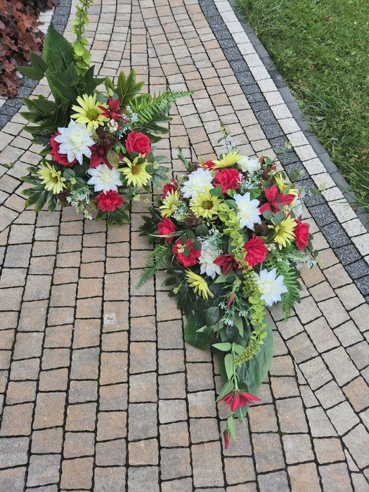 Duży stroik na grób komplet nagrobny kwiaty wszystkich świętych