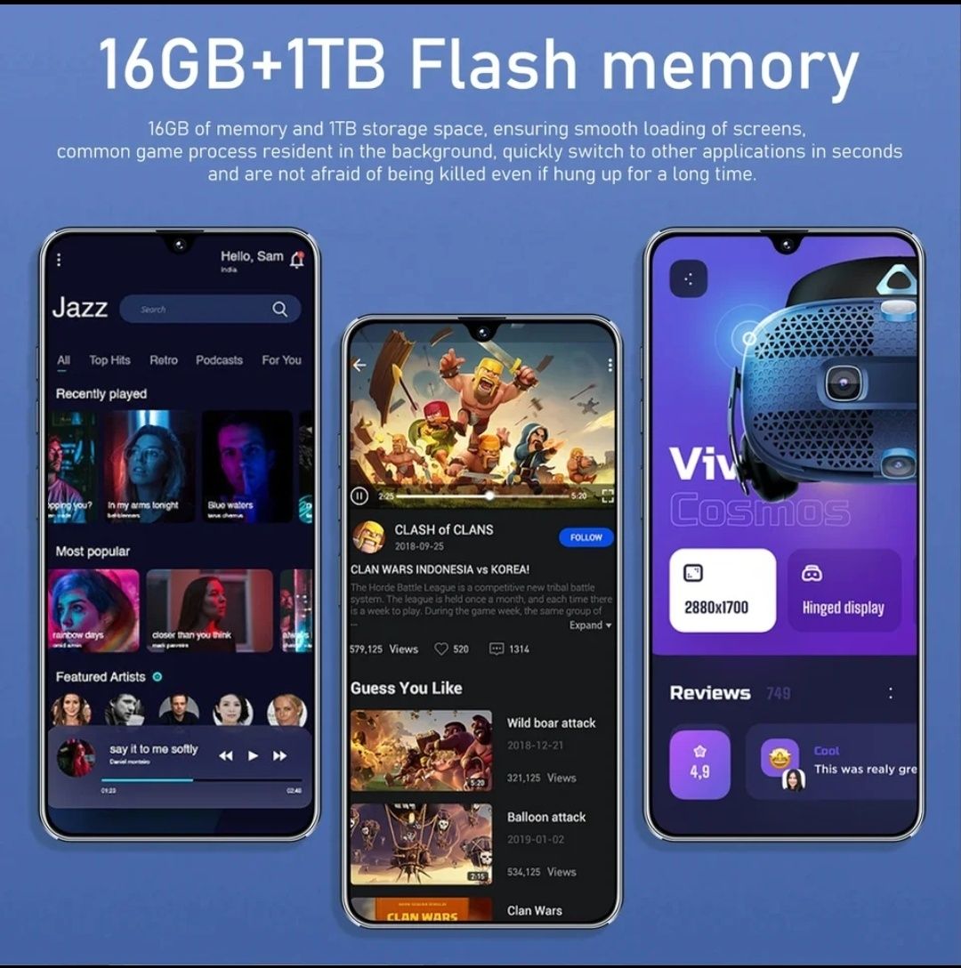 Telemóvel 5g com 16gb RAM 1Tb