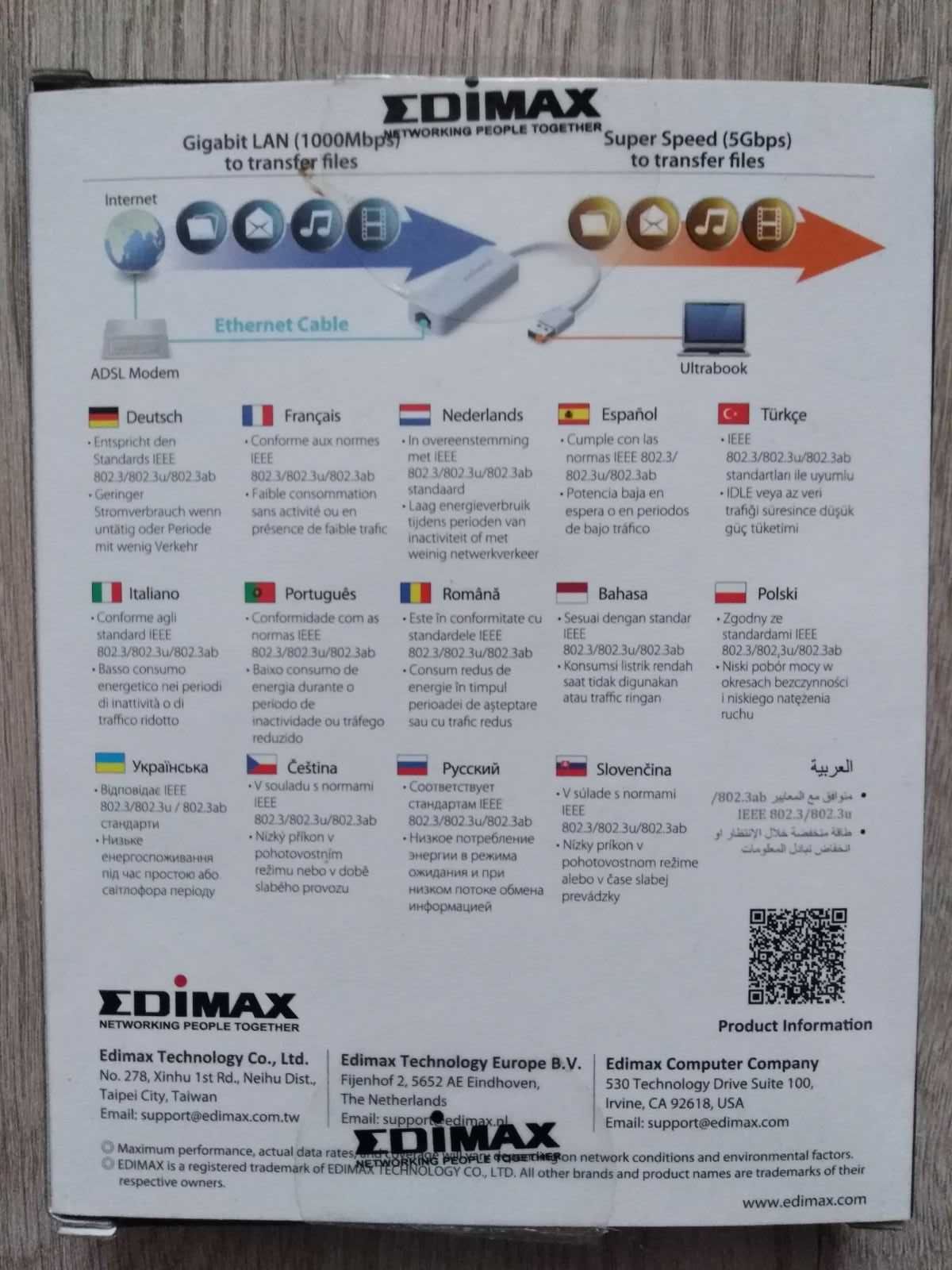 Сетевой адаптер EDIMAX USB 3.0 Gigabit Ethernet EU-4306