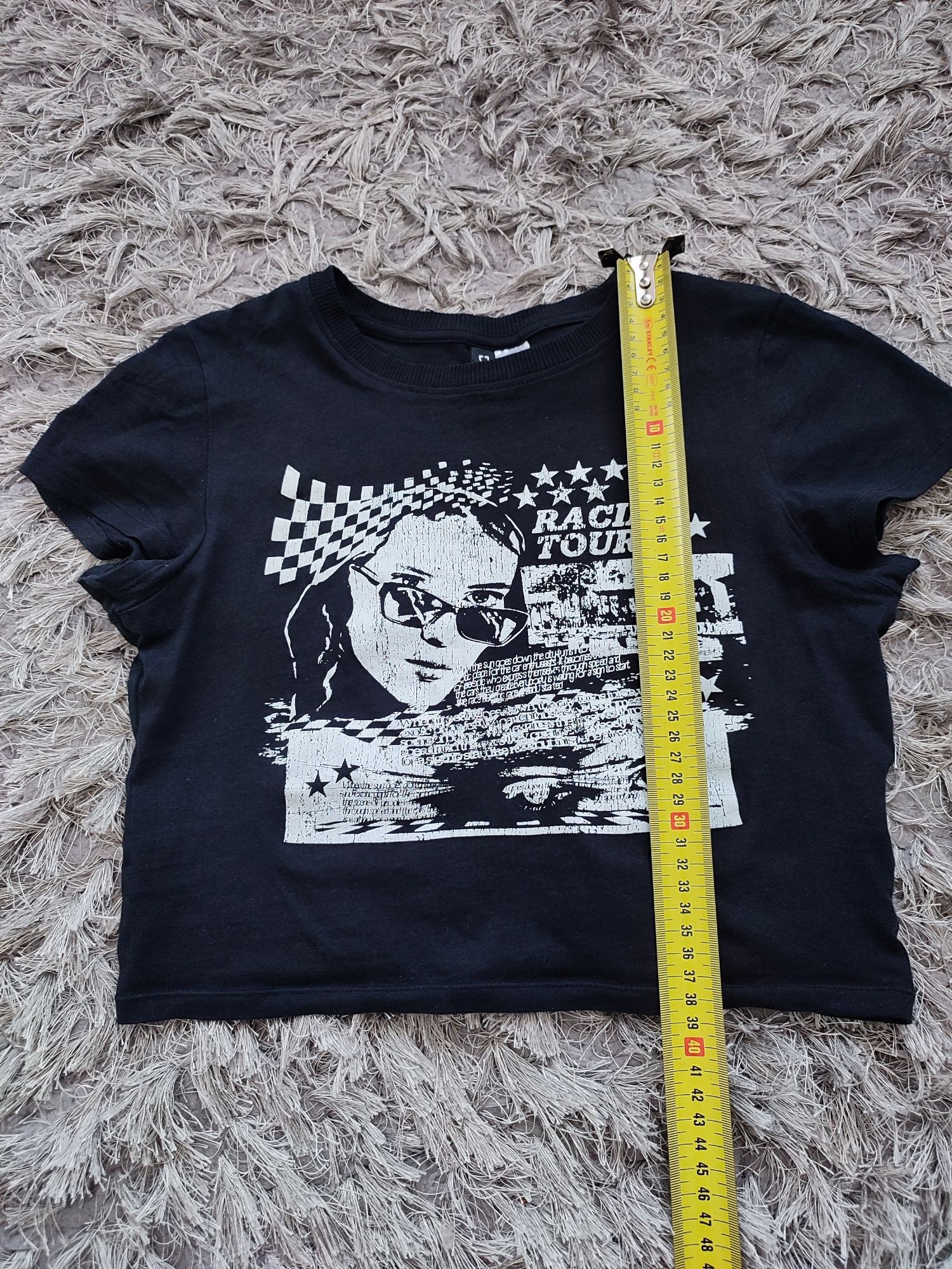 Damski Crop top z krótkim rękawem dziewczęcy krótki damski t-shirt HM