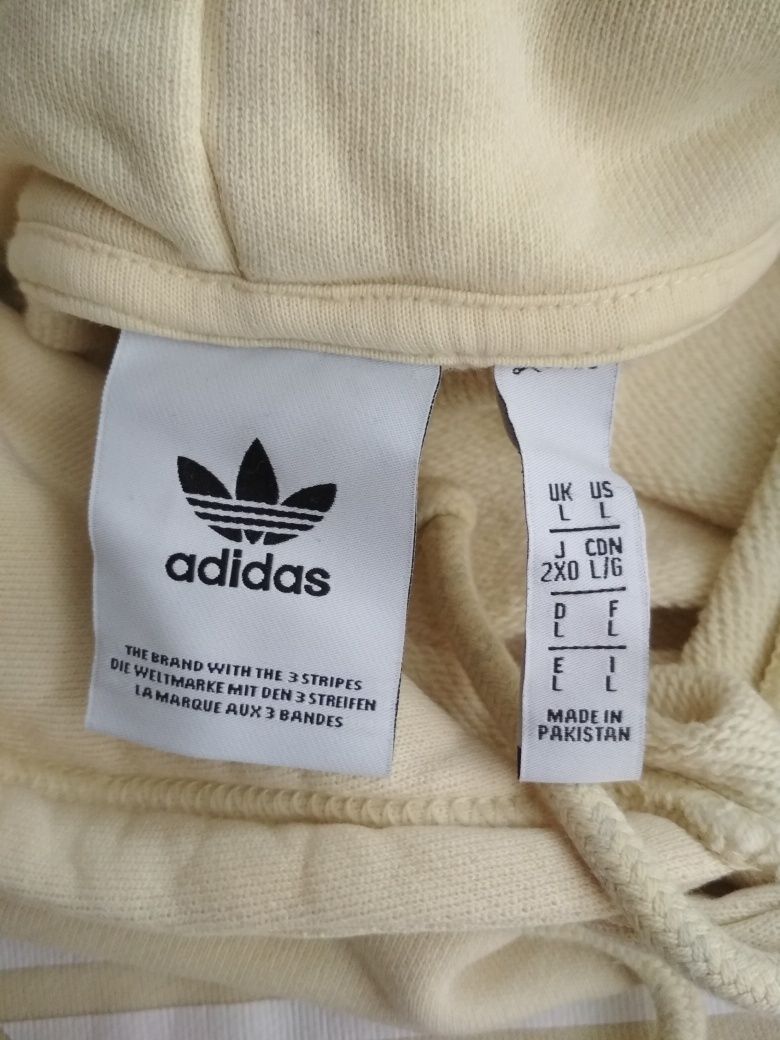 Adidas bluza blado żółta z kapturem unisex L