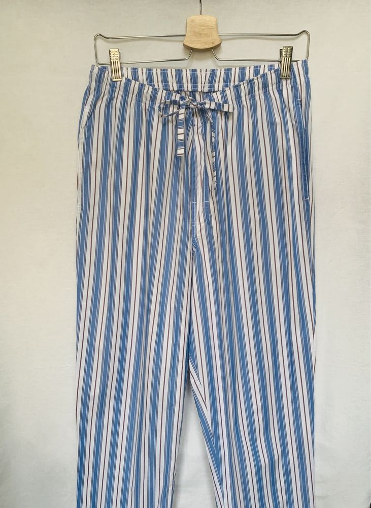 Kultowe spodnie piżamowe Marks & Spencer 38 M paski prosta nogawka