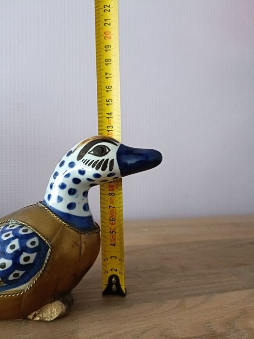 Mosiężno porcelanowa kaczka