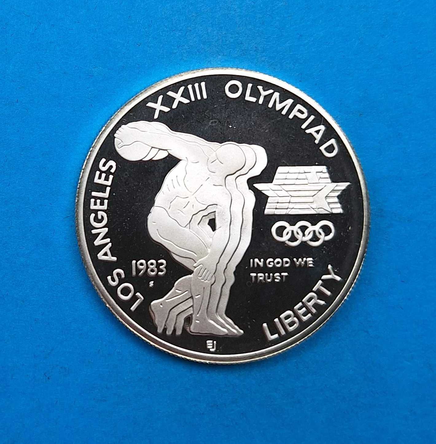 USA 1 dolar 1983, Olimpiada Los Angeles, CERTYFIKAT, srebro 0,900