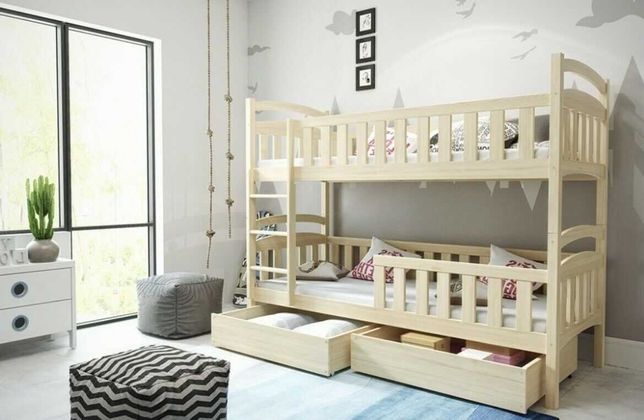 Łóżko piętrowe dla dzieci 2 osobowe MAJA 5 + materace 190x80