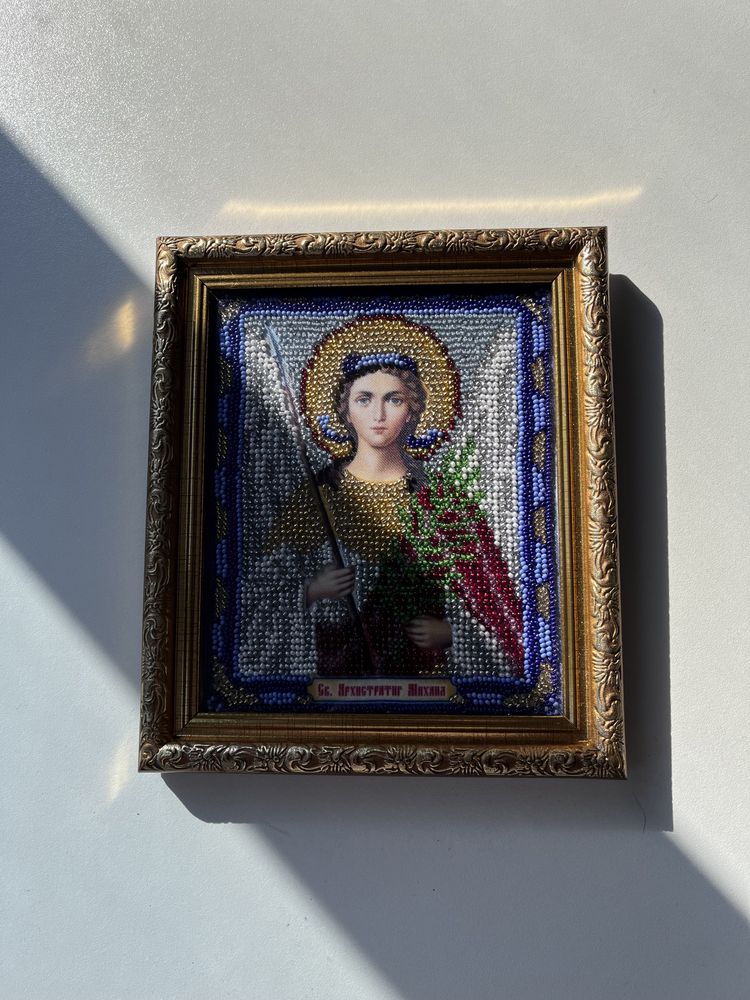 Икона Святой Архистратиг Михаил, чешский бисер