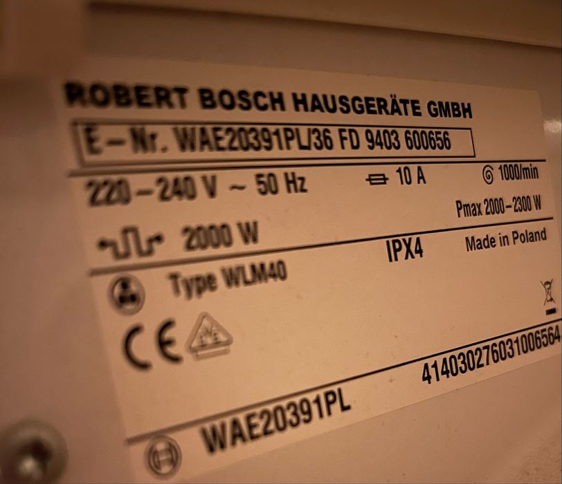 Pralka bosh maxx7  maxx for kids varioPerfect A+++ 7kg WAE20391PL