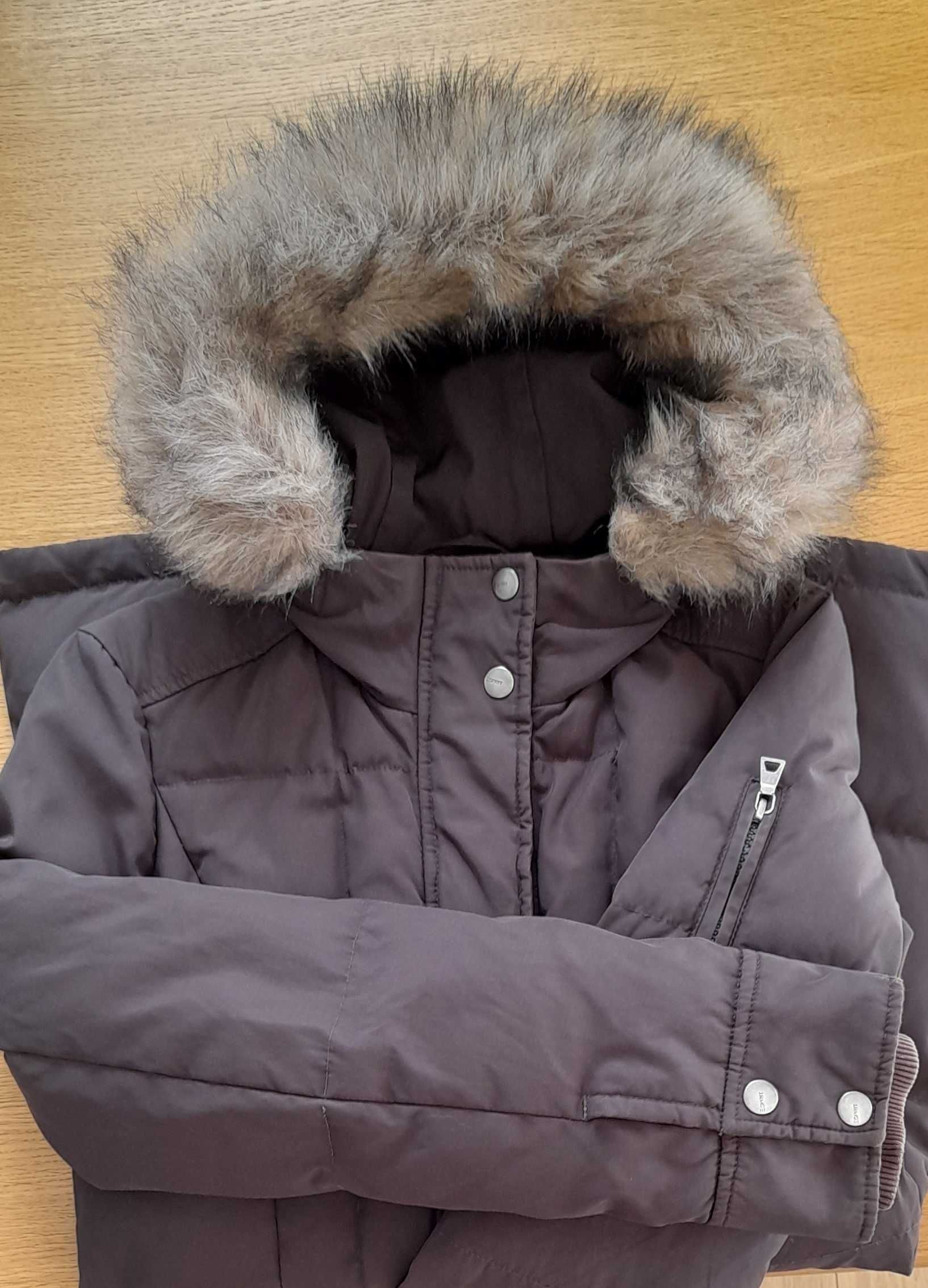 Ciepła kurtka płaszcz zimowa puchowa Esprit rozm XS 34 gratis chusta