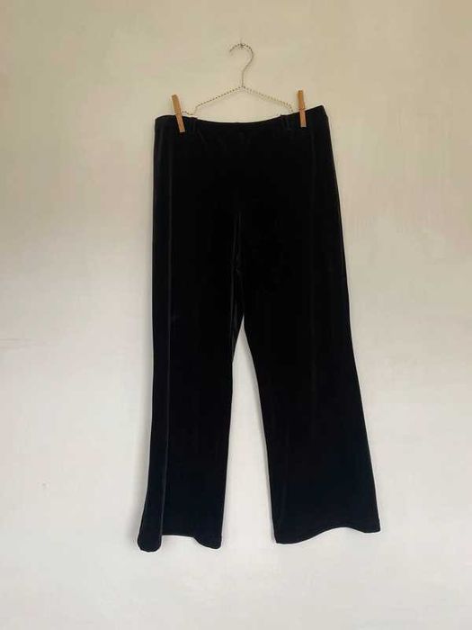 Czarne welurowe szerokie spodnie Marks & Spencer 44 luźne plus size