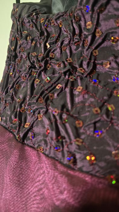 Długa sukienka wieczorowa fioletowa różowa tiul wesele sepktakularna