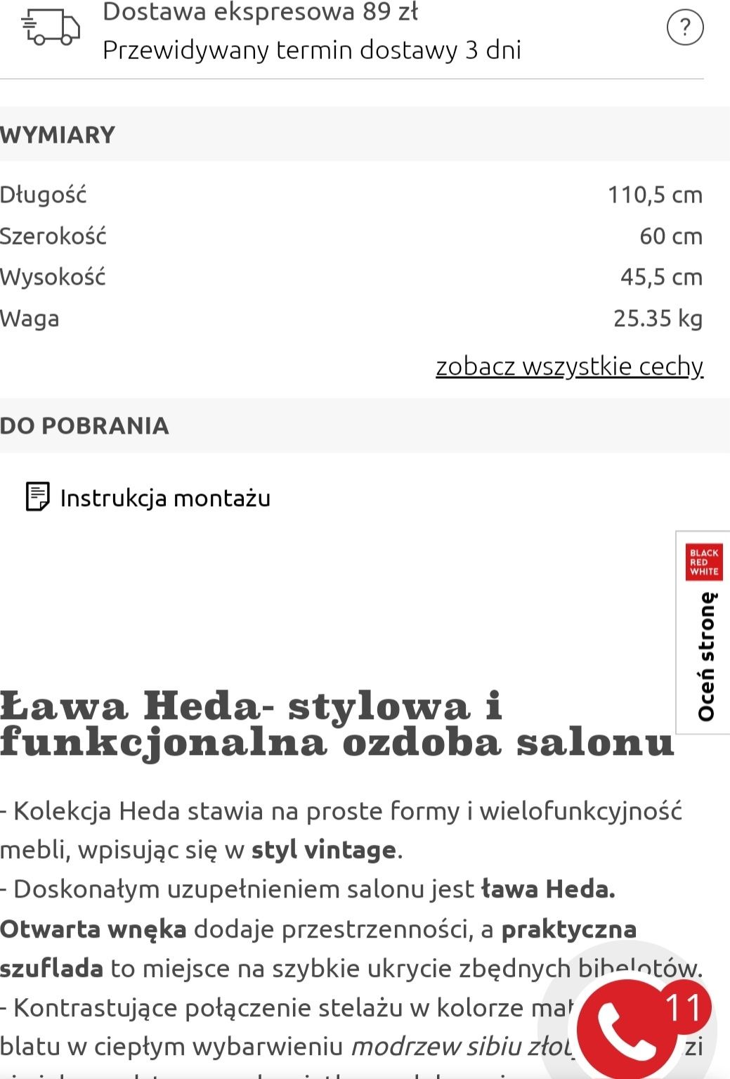 Ława stolik heda