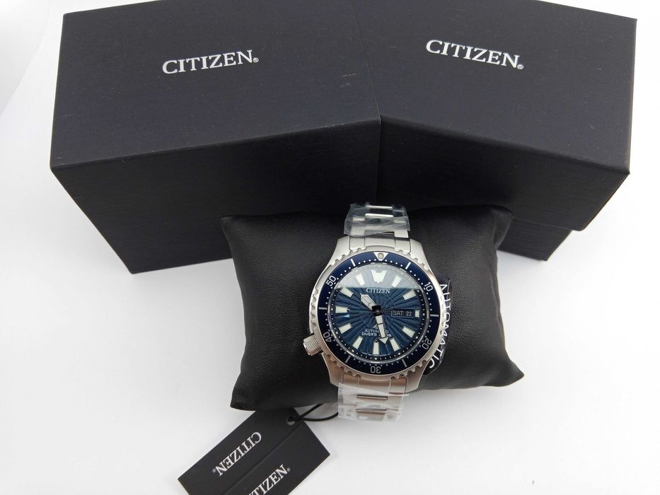 Японские мужские часы 200м дайверы Citizen NY0136-52L сапфир, механика