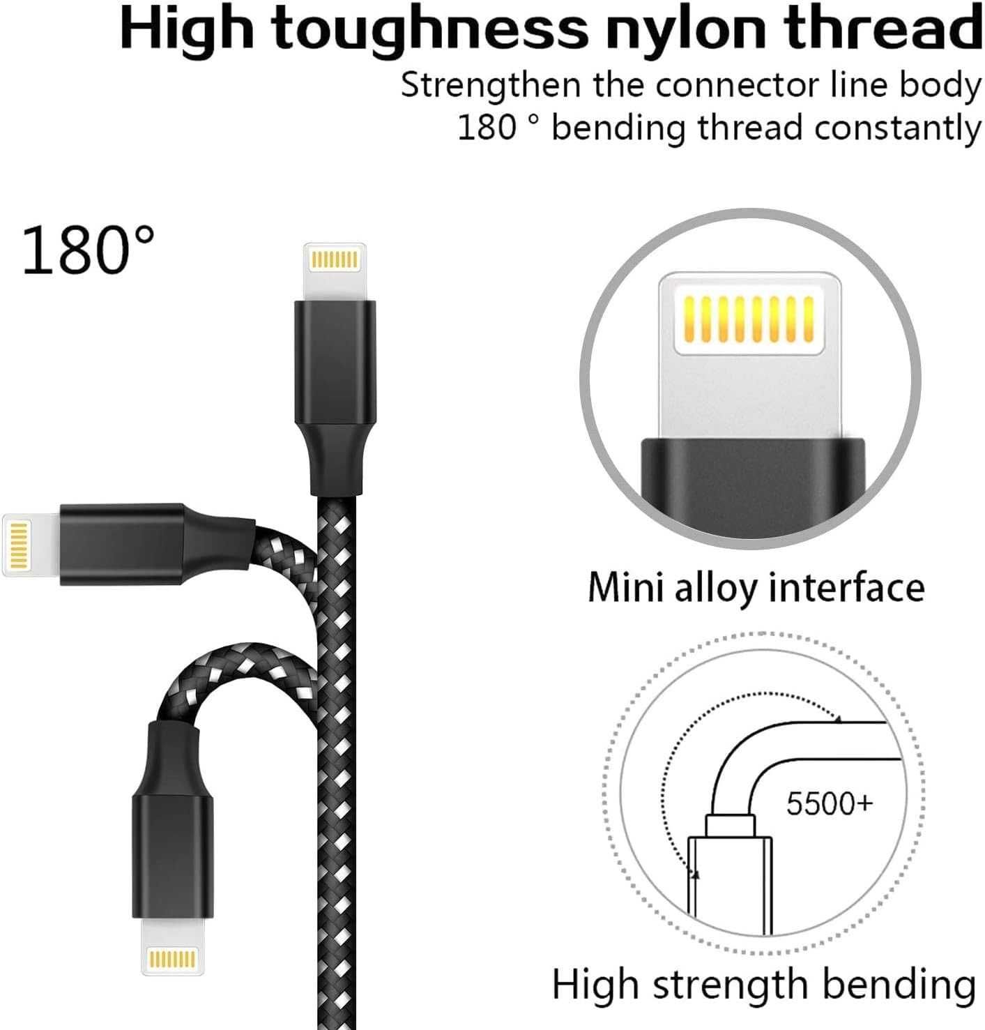 Zestaw 3 Kabli USB do LIGHTNING iPhone 1m