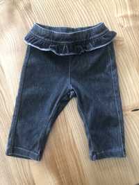 Spodnie jeansy dziewczęce, falbanka r.62 stan idealny!