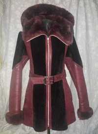 Куртка зимняя с капюшоном, дубленка Slata, искусственный мех, р.46