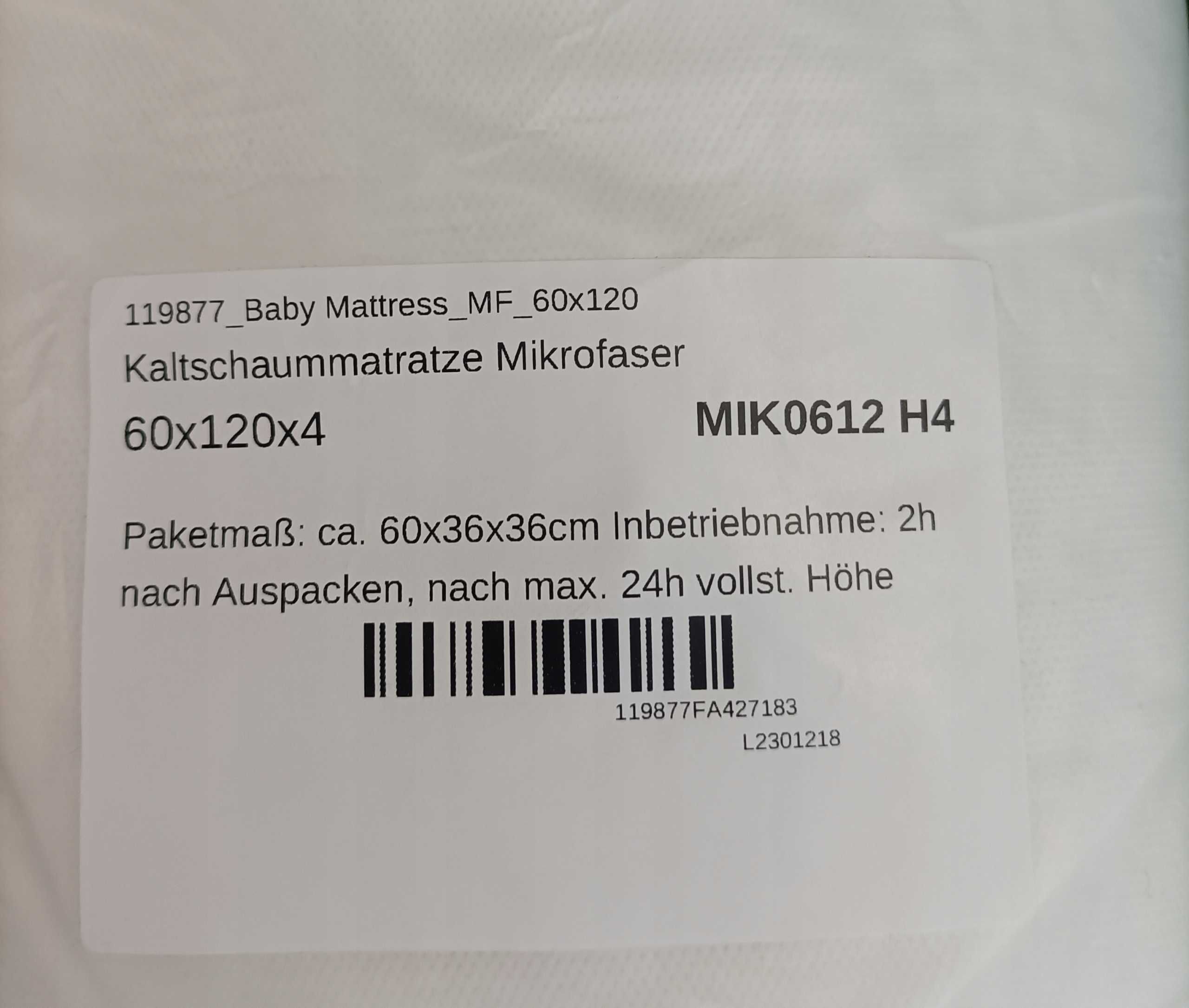Materac Dla Dziecka 60x120 Do Łóżeczka Turystyczna Zimna Pianka nr05