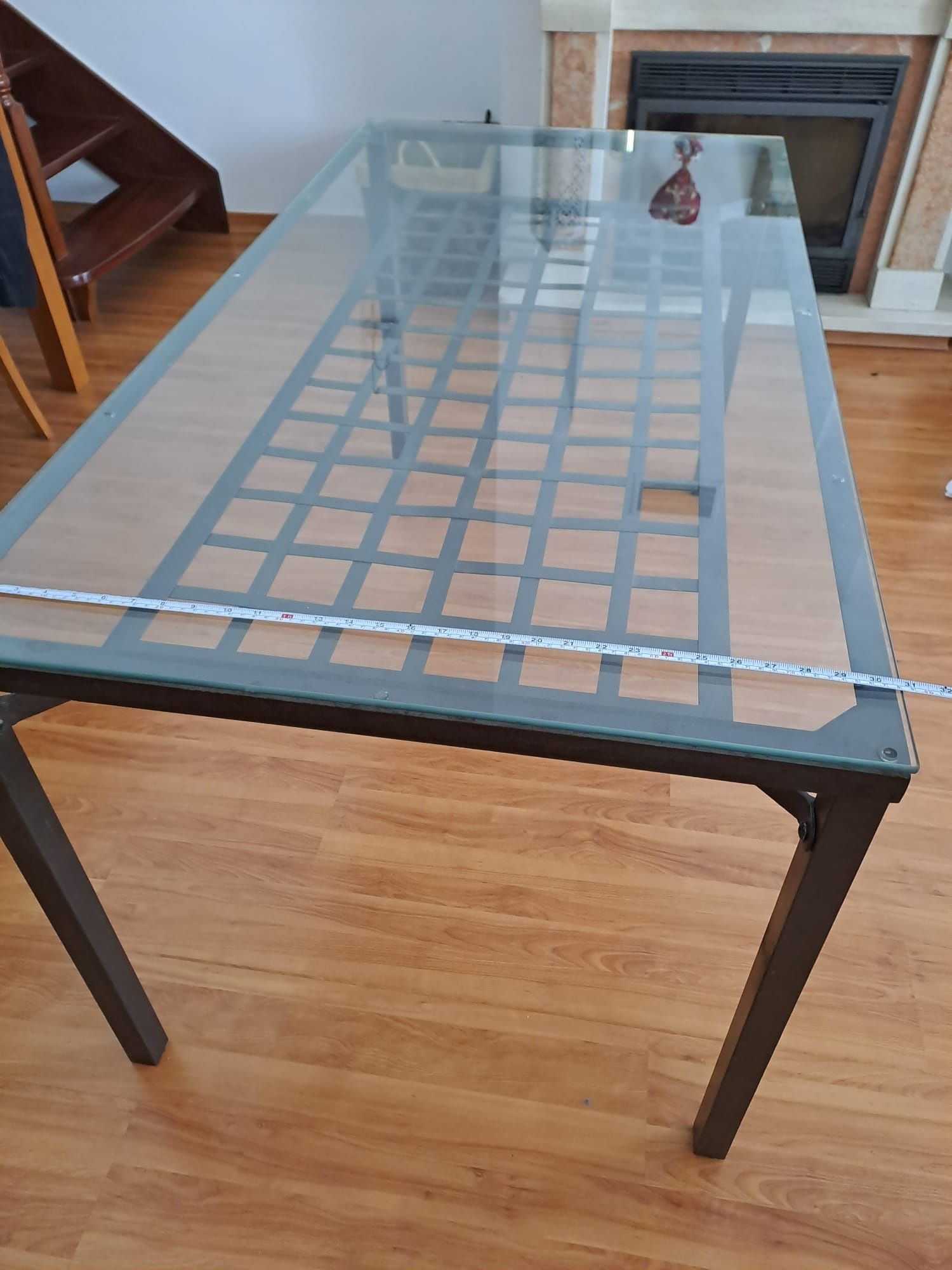 Mesa metal com tampo vidro