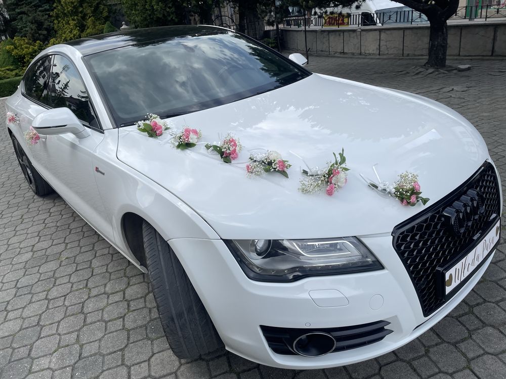 Samochód do Ślubu białe Audi A7 SUPER PROMOCJA  CENA Z DEKORACJĄ