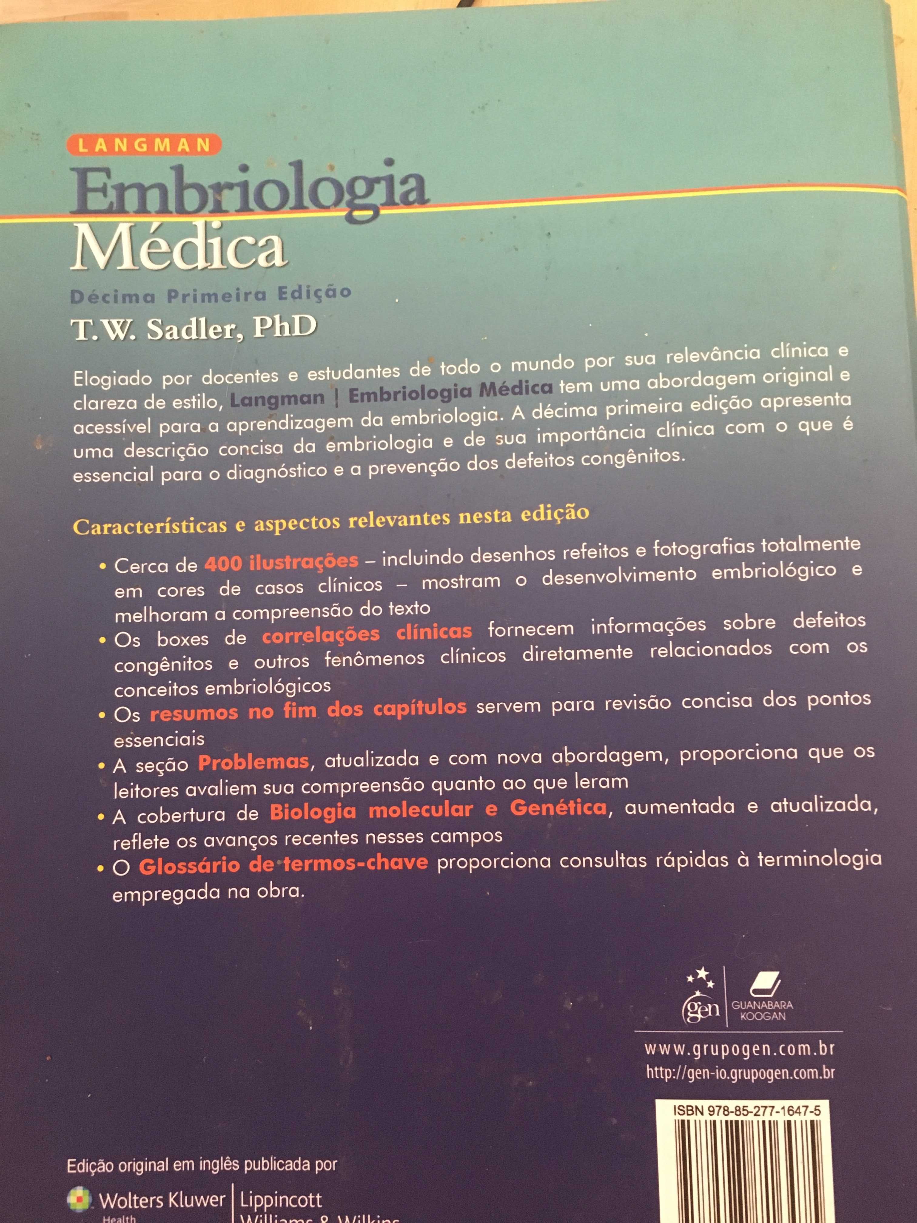 Embriologia médica de Langman (preço negociável)