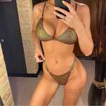 Sexy Strój Kąpielowy BIKINI Brazylijskie Komplet Pół Stringi - L