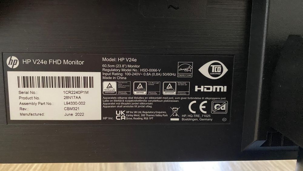 Monitor HP 24” V24e