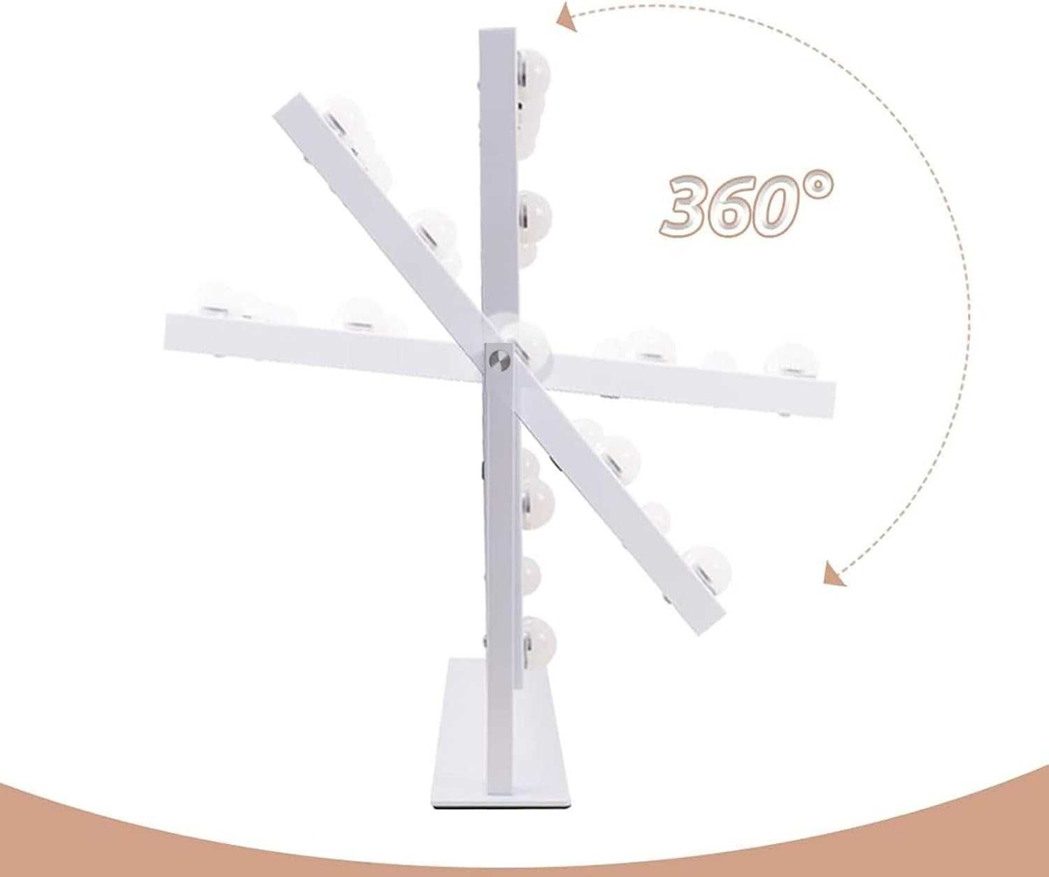Hansong lustro makijażowe LED 30×30 cm 12 led 3 tryby 10× powiększenie