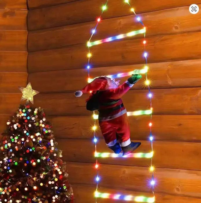 Новинка. Світлодіодна новорічна гірлянда Санта Клаус на сходах