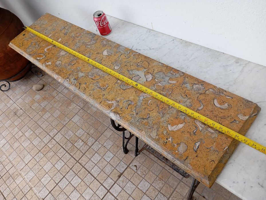 Aparador Antigo Consola Colunas Talhadas a Mão Pedra Rara do Mar Egeu