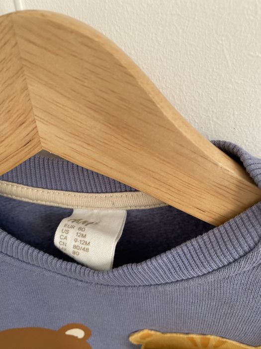 Bluza h&m 80 niebieska lew lis miś tygrys