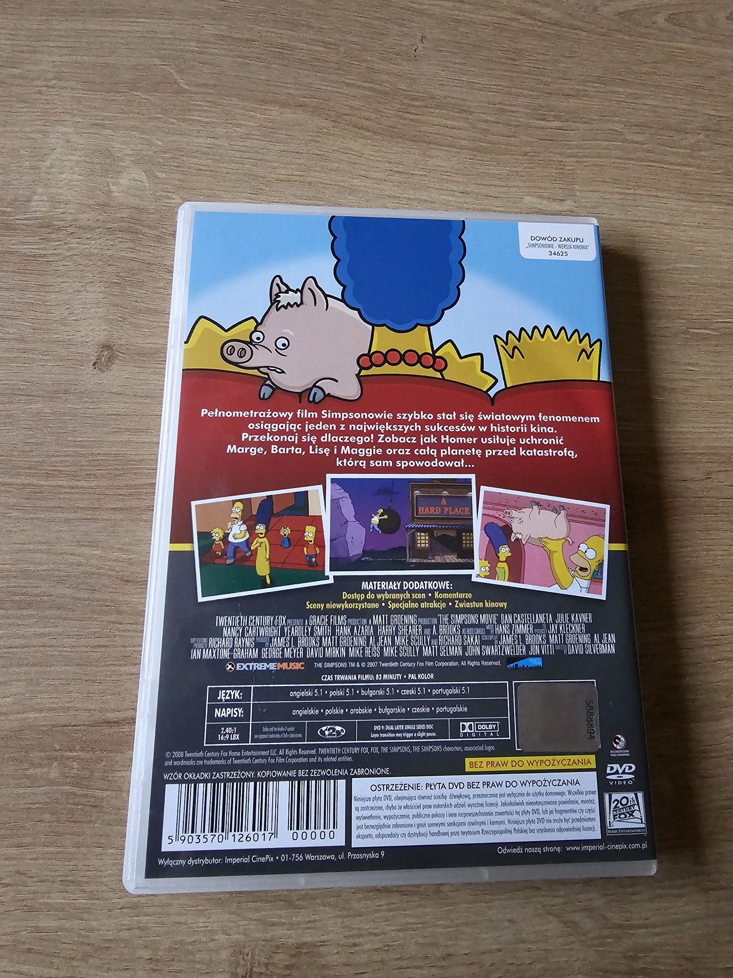 Simpsonowie Wersja Kinowa Film DVD jak nowe