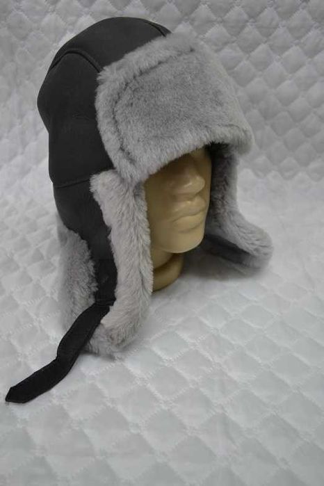 Czapka Zimowa-Pilotka ,Uszatka -Skóra Owcza Naturalna