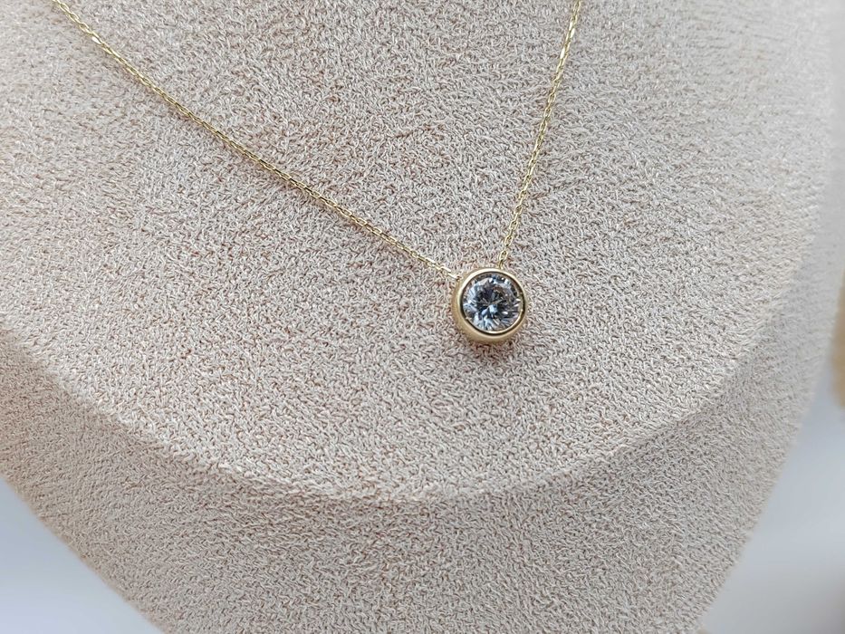 NOWY Złoty Naszyjnik Celebrytka Cyrkonia 41+4cm / Złoto 585