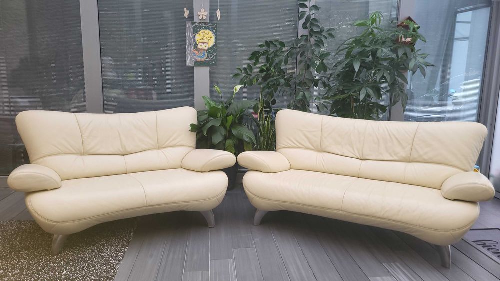 2 x Sofa Kanapa 2 i 3 osobowe prawdziwa skóra styl włoski bardzo ładne