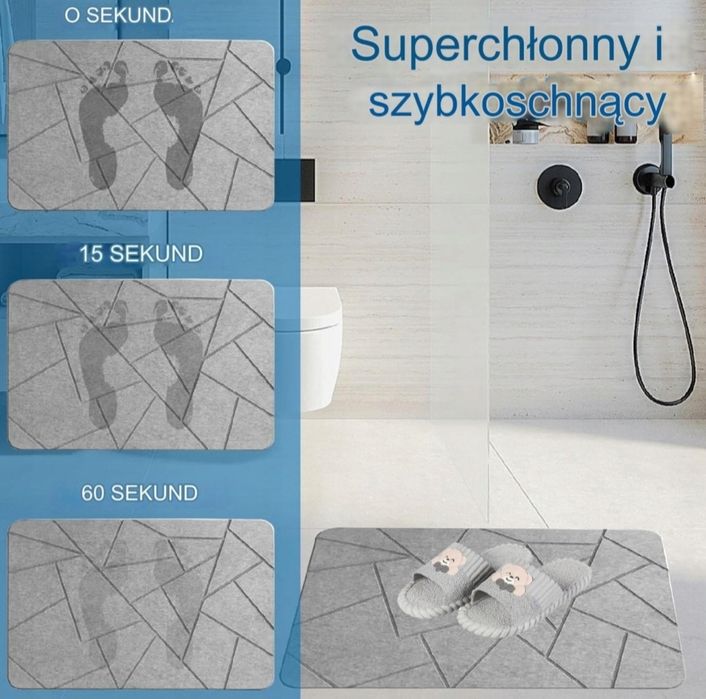 Mata Antypoślizgowa do Łazienki Kamienna Okrzemkowa Szybkoschnąca