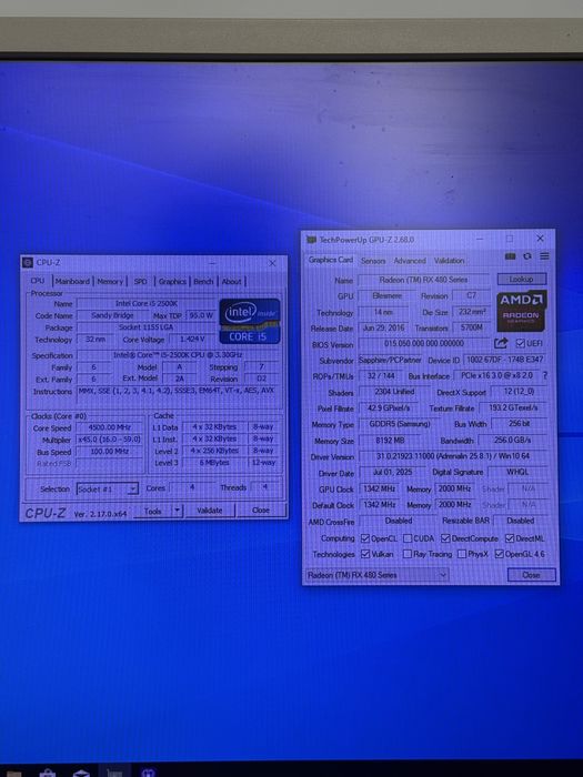 Komputer I5 2500K 4.5GHz / RX 480 8GB / 12GB RAM / SSD