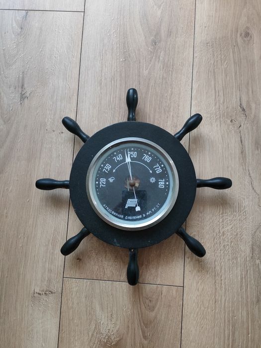 Barometr retro ZSRR styl marynarski drewniany marynistyczny