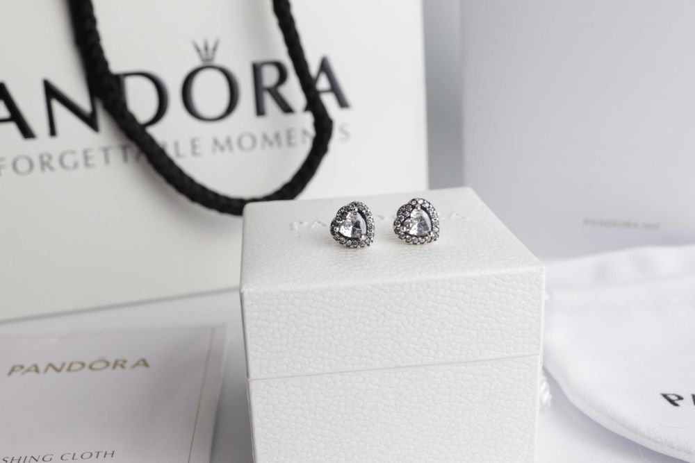 Pandora сережки пусети серце