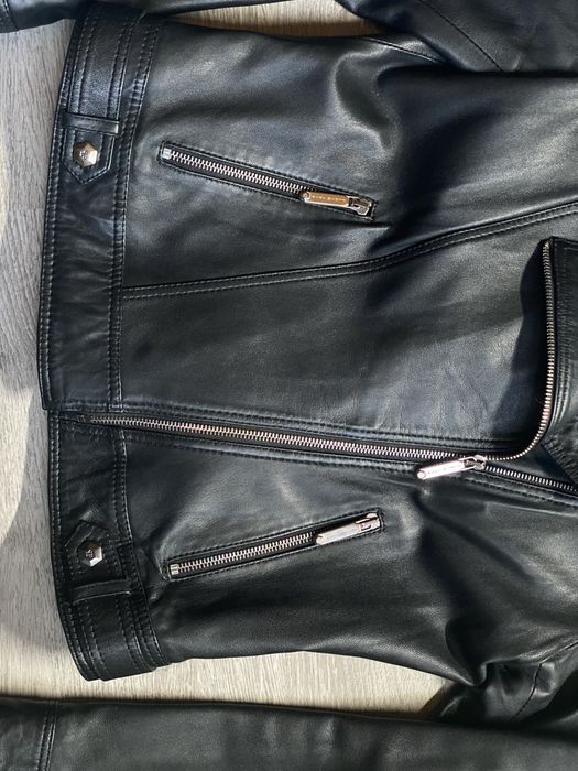 Женская кожанная куртка Philipp Plein 42 косуха