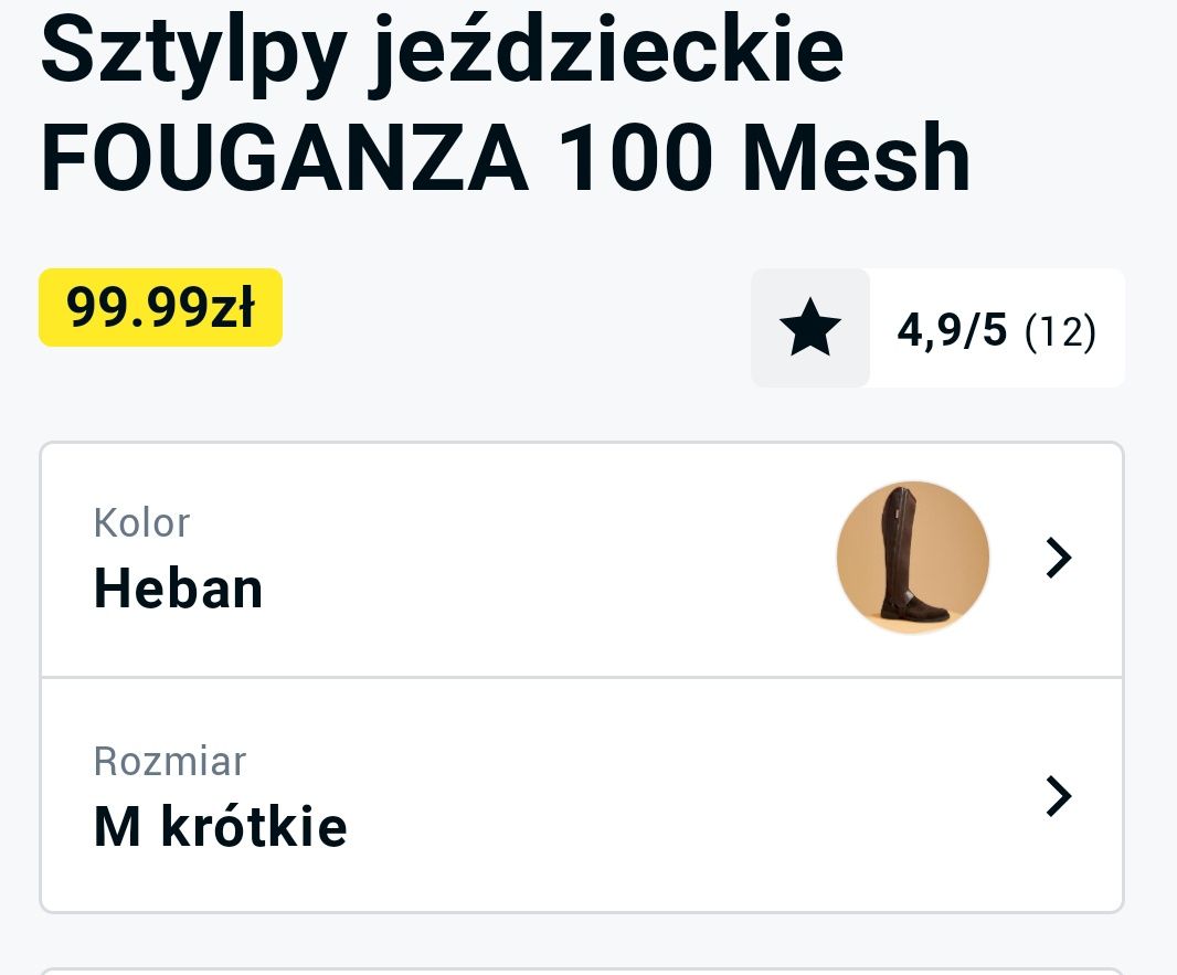 Sztylpy jeździeckie, czapsy M krótkie Fouganza