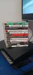 Cadeira, gaming com PS3, volante, pedais, TV, jogo retro, vários jogos
