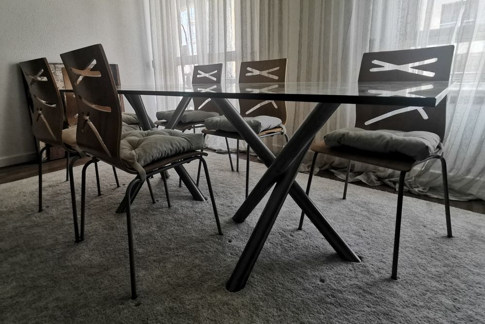 Mesa sala de jantar vidro temperado