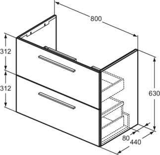 Szafka łazienkowa wisząca 800x440x630 mm z 2 szufladami matowa